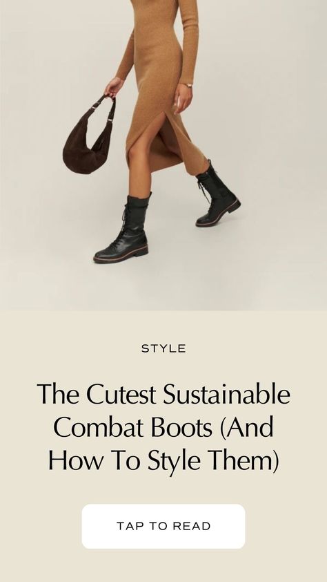 The Cutest Sustainable Combat Boots (And How To Style Them) Classic Combat Boots With Vibram Sole For Winter, Winter Brown Combat Boots With Vibram Sole, Brown Combat Boots With Vibram Sole For Walking, Waterproof Leather Ankle-high Combat Boots, High-top Combat Boots With Vibram Sole In Calf Leather, Edgy Boots, Ethical Shoes, Vegan Store, Boots For Fall