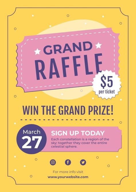 Linear Abstract Grand Prize Raffle Poster Raffle Poster Design, Special Offer Poster Design, Raffle Flyer, Easter Bake, Mailing Design, Chalkboard Fonts, Palmetto Moon, Raffle Prizes, Marketing Poster