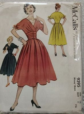 Vintage 1950s McCalls sewing pattern 9395 Misses dress size 16, Sleeve Waistline  | eBay 1950s House Dress, Vintage Dress Patterns 1950s, Mccall Patterns, November Journal, 50s Dress Pattern, Mccalls Dress, 1940s Dress Pattern, 1950s Dress Patterns, Vintage Dress Sewing Patterns