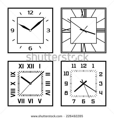 Square Clock, Clock Images Clip Art, Wall Clock Drawing, Square Clock Face Printable, Clock Vector Illustration, Square Clock Design, Large Wall Clock Square, Blank Clock Faces, Clock Drawings