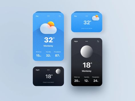 Widget Images, Weather Widget, Inmobiliaria Ideas, Ux Kits, Weather App, Mobile App Design Inspiration, Weather Icons, App Design Inspiration, Application Design