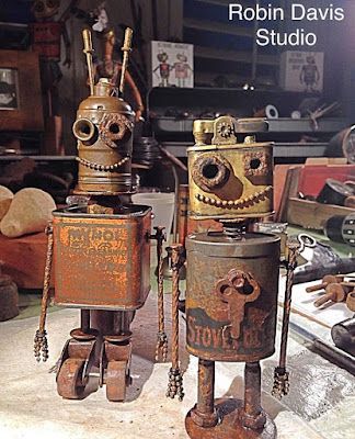 Rusty Robot, Steampunk Robots, Recycled Robot, Metal Welding Art, Metal Robot, Vintage Robots, Recycled Art Projects, Robot Sculpture, Welding Art Projects