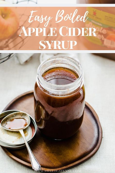 This easy recipe for boiled apple cider syrup is flavored with cinnamon and is the perfect extract to enhance the flavor of apples in your favorite baked goods! #boiledcider #appleciderrecipes #freshapplecider #fallbaking #vegan #glutenfree | www.sweetcayenne.com