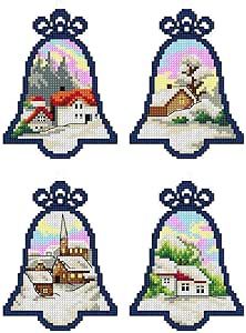 Counted Cross-Stitch Kit on Plastic Canvas with Christmas Bells. 4 Fascinating Ornaments Different Dimensions 152CS. Fantastic for Art & Craft Amateurs Cross Stitch Christmas, Cross Stitch Christmas Ornaments, Plastic Canvas Christmas, Stitch Christmas, Counted Cross Stitch Kits, Christmas Embroidery, Christmas Cross, Diy Christmas Tree, Christmas Toys