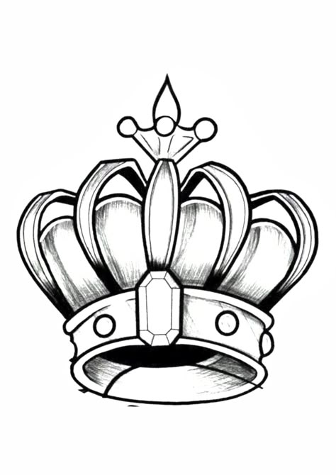 Crown Drawing Sketches, Crown Art Drawing, Kings Crown Drawing, Printable Coloring Pages For Adults Simple, Crown Tattoo Stencil, Crown Sketch, Crown Outline, King Crown Drawing, King Crown Tattoo