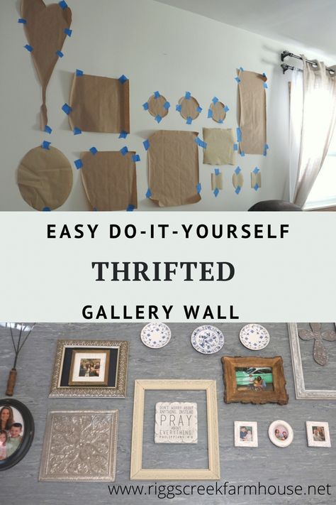 Displaying a gallery wall on the floor and with painters tape and brown paper. Gallery Wall With Shadow Boxes, Gallery Wall Texture, Mixed Media Gallery Wall Living Room, Gallery Wall Old Frames, Antique Photo Collage Wall, Thrifted Frames Gallery Wall, Unique Gallery Wall Ideas, Gallery Wall Thrifted, Vintage Gallery Wall Ideas