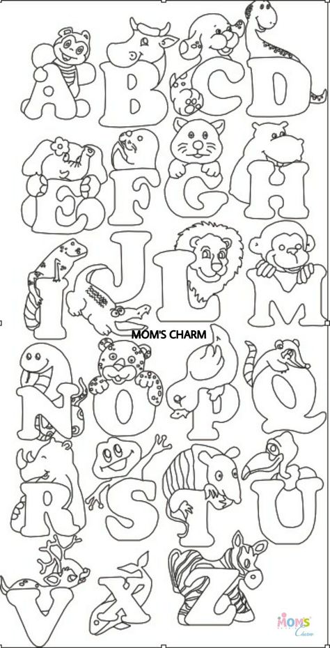 Animal Fonts Alphabet, Alphabet Design Creative, Alphabet With Animals, Abc Animals, Animal Alphabet Letters, Free Monogram Fonts, Alphabet Drawing, Animal Cutouts, Abc Coloring Pages