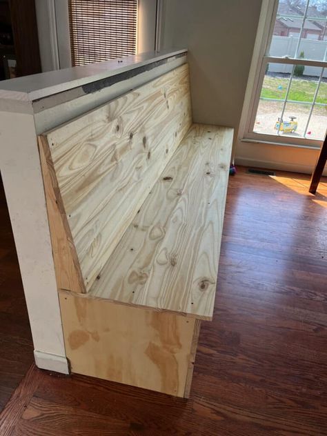 Diy Banquette Bench, Diy Kitchen Banquette Seating, Diy Kitchen Banquette, Ikea Hack Banquette Seating, Dinning Room Bench, Kitchen Banquette Seating, Booth Dining Table, Bench Kitchen Seating, Built In Dining Bench