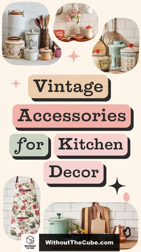 Vintage accessories can transform your kitchen into a charming and nostalgic space. Incorporating retro canisters, colorful dishware, and antique utensils not only enhances your decor but also adds functionality. Discover how these 16 essential vintage items can elevate your kitchen aesthetic and inspire your culinary creativity. #HomeDecor #KitchenDesign #VintageKitchen #RetroStyle #RusticCharm #DecorInspiration Kitchen Counter Decor Vintage, Decorating With Vintage Kitchen Utensils, Old Kitchen Utensils Decor, Cozy Vintage Kitchen, Antique Utensils, Colorful Dishware, Accessories For Kitchen, Antique Kitchen Utensils, Retro Kitchen Appliances