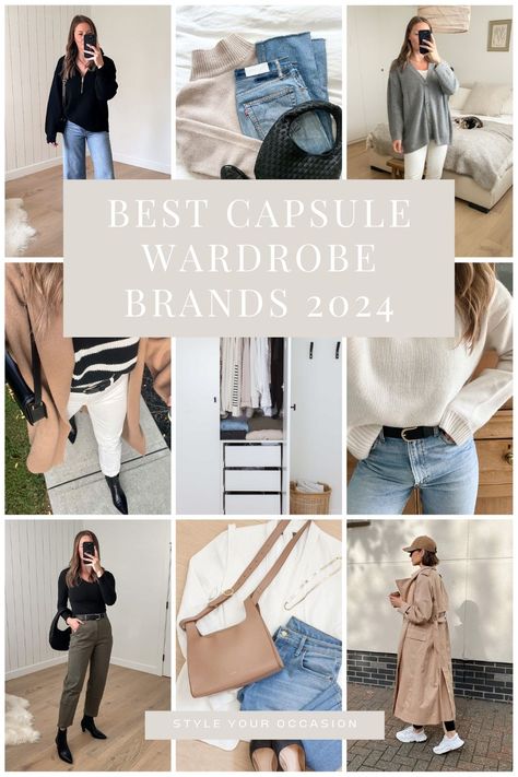 Build a capsule wardrobe in 2024! These 14+ best capsule wardrobe brands will help you curate capsule wardrobe outfits and build the minimalist closet of your dreams! #capsule #wardrobe Mom Outfits Capsule Wardrobe, Wardrobe Time Capsule, High Quality Capsule Wardrobe, How To Build A Capsule Wardrobe 2023, Capsule Wardrobe Outfits Spring 2024, Add Color To Wardrobe, Capsule Wardrobe 2024 Checklist, Work Capsule 2024, Woredrobe Capsule