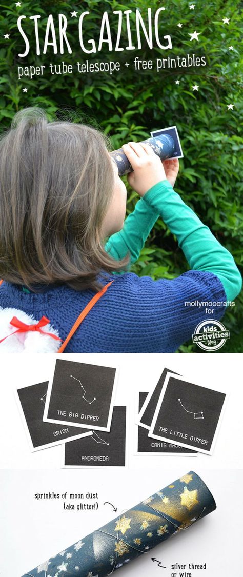 Transform a paper towel roll into a telescope and learn real constellations with these cute printables! Telescope Craft, Constellation Activities, Constellation Craft, Cute Printables, Printable Star, Vbs Crafts, Star Gazing, Star Cards, Stars Craft