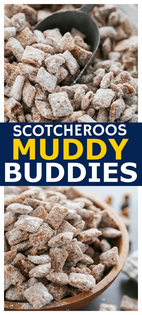 Scotcheroos Muddy Buddies - Dash of Sanity Puppy Chow Ingredients, Crunch Chocolate, Muddy Buddies Recipe, Puppy Chow Recipes, I Heart Naptime, Loaded Nachos, Muddy Buddies, Snack Mixes, Recipe Baking