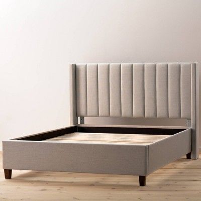 Fabric King Bedframe, Wingback Ottoman Bed, Modern Upholstered Bed Wood The Home Depot, Bed Headboard Tufted, Vertical Tufted Bed, Light Grey Queen Bed Frame, Kingsize Bed Headboard, Small Double Bed Headboard, Ultra Set: Bed Frame + Headboard