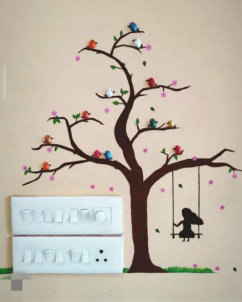 Switch Box Painting Ideas, Switchboard Painting Ideas, Switch Board Art Ideas, Switch Drawing, Switchboard Painting, Switch Board Painting, Switch Board Art, Simple Wall Paintings, Diy Father's Day Crafts