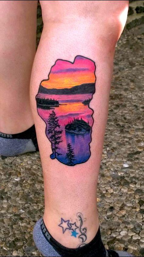 Tahoe Tattoo Ideas, Lake Tahoe Tattoo, Tahoe Tattoo, Superior Tattoo, Lake Tattoo, Trending Tattoo, Tattoo Parlor, 3 Tattoo, Plant Tattoo