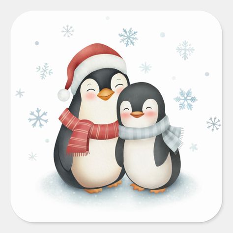 Penguin Family, Christmas Squares, Winter Themed, Christmas Stickers, Winter Theme, Diy Business, Hat Crafts, Family Christmas, Gaming Wall Art