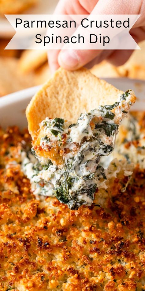 This warm and cheesy Parmesan Crusted Spinach Dip is a Longhorn steakhouse copycat recipe that's perfect for an easy spring or easter appetizer! Parmesan Crusted Spinach Dip, Bruschetta Board, Easter Appetizer, Spring Appetizers, Longhorn Steakhouse, Spinach Dip Recipe, Easter Appetizers, Game Day Appetizers, Dip Recipes Easy