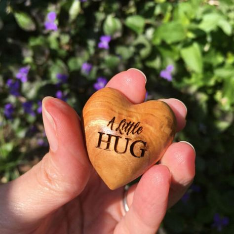 Gifts For Friend, Pocket Token, Pocket Hug, Felt Gifts, Sending Hugs, Kids Growing Up, Wood Hearts, Wooden Heart, Rock Crafts