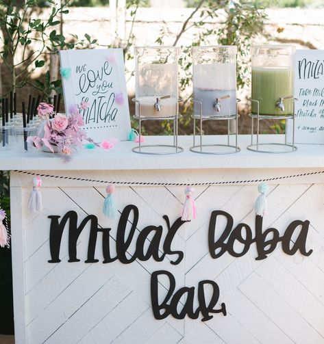 Find a Cuter Party Than This...It's a Boba Bar Birthday! - Green Wedding Shoes Boba Things, Boba Partea, Boba Birthday, Birthday Party Ideas For Teens, Boba Party, Party Ideas For Teens, Boba Bar, Debut Party, Quinceanera Planning