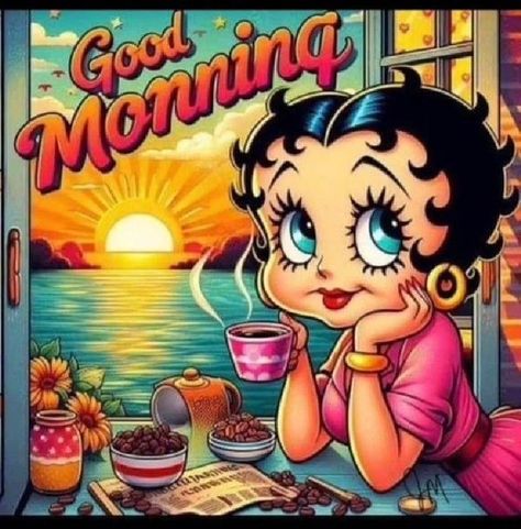 All Things Betty Boop | Good Morning 😃 Friends Betty Boop Good Morning, Betty Boop Coffee, Biker Betty Boop, Betty Boop Doll, Day And Night Quotes, Good Morning Animals, Betty Boop Classic, Betty Boop Quotes, Happy Day Quotes