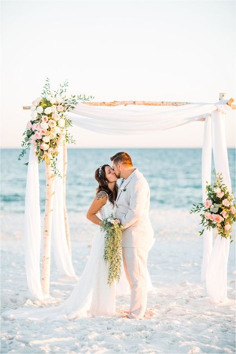 Pensacola Beach Weddings Venues Beach Wedding Arch, Beach Wedding Attire, Dream Beach Wedding, Beach Proposal, Beach Wedding Reception, Florida Beach Wedding, Wedding Arch Flowers, Arch Flowers, Wedding Venues Beach