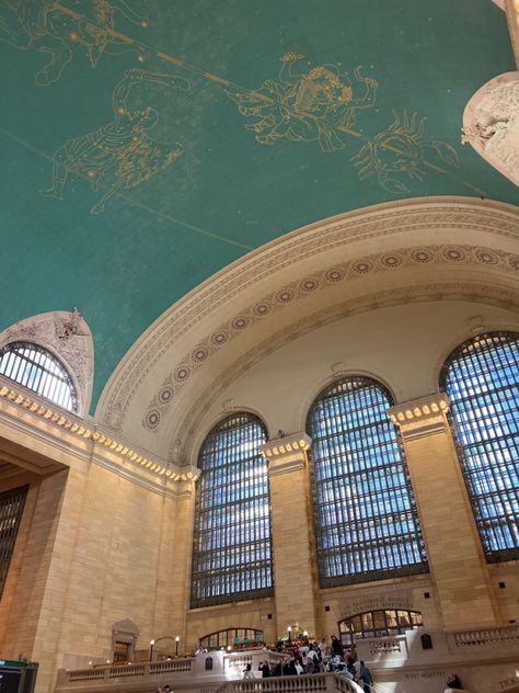 grand central station, ceiling, art, astrology, constellation, zodiac, painting, aesthetic, nyc, new york city, photo idea, post idea Zodiac Painting, Central New York, Aesthetic Nyc, Ceiling Art, Painting Aesthetic, Grand Central Station, Grand Central, Painted Ceiling, Central Station