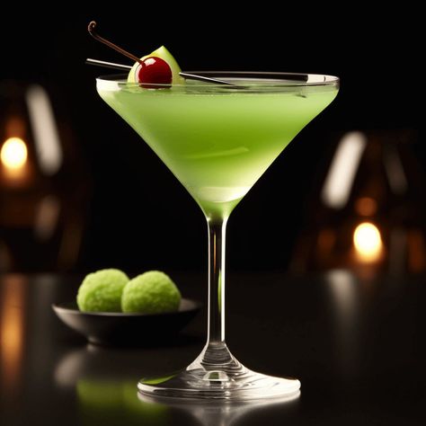 The Green Apple Martini has a sweet, tangy, and slightly sour taste with a crisp and refreshing finish. The apple flavors are prominent, while the vodka adds a subtle kick. Green Apple Martini Recipe, Green Apple Martini, Sour Apple Martini, Apple Martini Recipe, Green Martini, Apple Schnapps, Sour Drink, Martini Ingredients, Perfect Martini