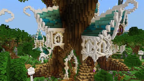 Minecraft Elven Village, Minecraft Elven City, Minecraft Elf Village, Minecraft Elf Build, Minecraft Elvish Builds, Elf House Minecraft, Elf Minecraft Builds, Elven Minecraft Builds, Minecraft Elven Build