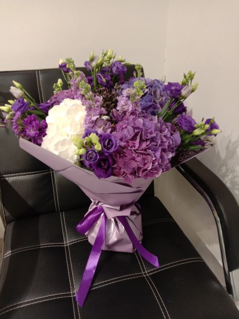 My purple hydrangeas Purple Bouquet Aesthetic, Purple Flower Bouquet Aesthetic, Purple Hydrangea Bouquet, Bouquet Aesthetic, Purple Flower Bouquet, Purple Hydrangeas, Purple Hydrangea, Hydrangea Bouquet, Random Girl