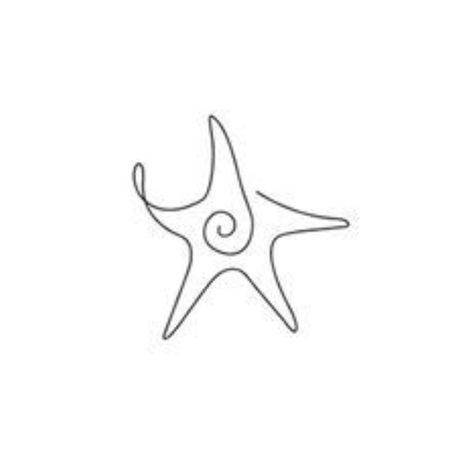 Starfish Line Tattoo, Simple Starfish Drawing, Starfish Line Drawing, Tiny Outline Tattoo, Small Starfish Tattoo Simple, Sea Line Tattoo, Fine Line Starfish Tattoo, Minimalistic Ocean Tattoo, Simple Ocean Animal Tattoo