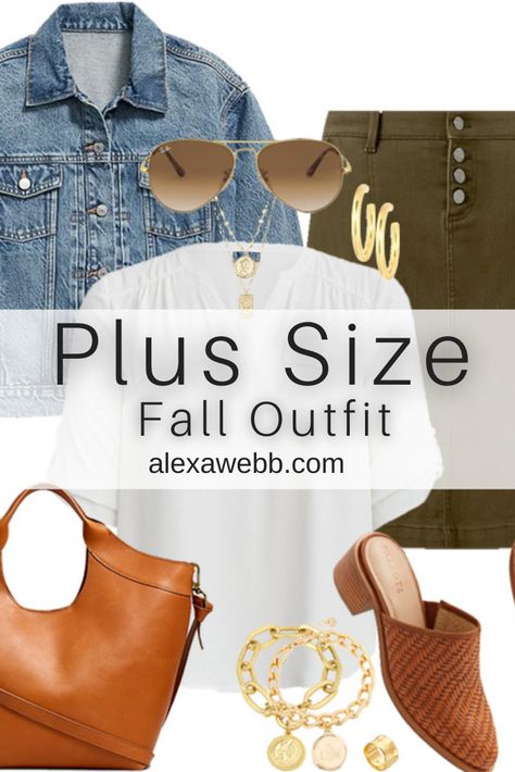 Plus Size Fall Outfits Casual, Comfortable Fall Outfits, Green Denim Skirt, Casual Plus Size Outfits, Alexa Webb, Women's Plus Size Jeans, Plus Size Fashionista, Plus Size Looks, Fall Fashion Trends Women