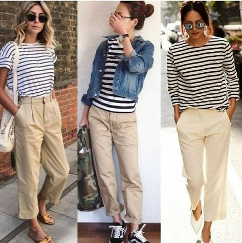 Striped Trousers Outfit, Summer Smart Casual, Casual Work Outfits Women, Mode Tips, Over 60 Fashion, 60 Fashion, Mode Casual, Fashion Capsule, Casual Work Outfits