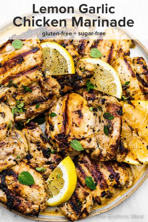 Lemon Garlic Chicken Marinade, Marinade For Grilled Chicken, Spicy Chicken Marinades, Garlic Chicken Marinade, Lemon Chicken Marinade, Chicken Pasta Dishes, Garlic Marinade, Chicken Marinade Recipes, Garlic Chicken Recipes