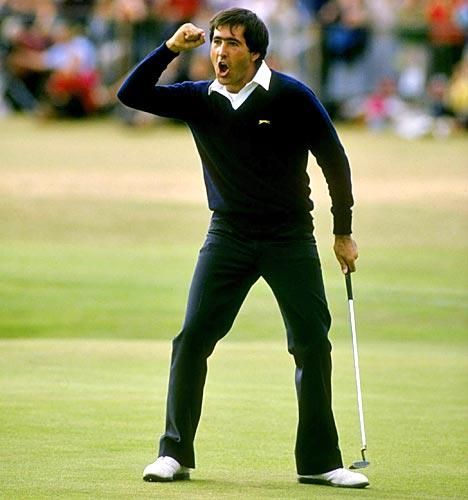 In one of golf’s most famous images, Seve Ballesteros punches the air in delight as he make a birdie to win the 1984 Open at St Andrews. It would be the second of Seve’s three Open titles. Charley Hull, Seve Ballesteros, Golf Fashion Men, Golf Pictures, Sporting Legends, Golf Photography, Golf Inspiration, Golf Irons, Ryder Cup