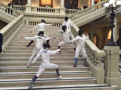 The first fencing demo ever held at the State Capitol Atlanta, GA  1/29/2015 DFC fencers Fencing Sport, Green Fence, Fence Doors, Devils Night, Fencing Ideas, Backyard Fence, Pallet Fence, Types Of Fences, Steel Fence