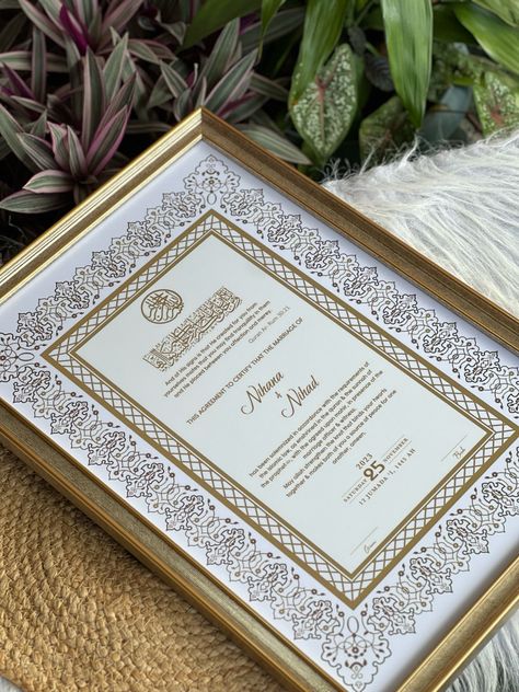 #nikanamaideas Nikah Naama Ideas, Nikkah Nama Frame, Nikkah Template, Nikah Contract, Unusual Wedding Invitations, Shaadi Decor, Nikkah Nama, Calligraphy Borders, Nikkah Certificate