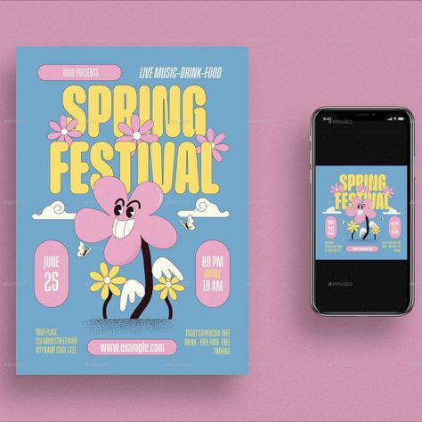 Spring Festival Flyer Spring Flyer Design, Spring Festival Poster Design, Festival Flyer Design, Social Garden, Spring Flyer, Garden Event, Spring Music, Spring Festival Poster, Festival Flyer