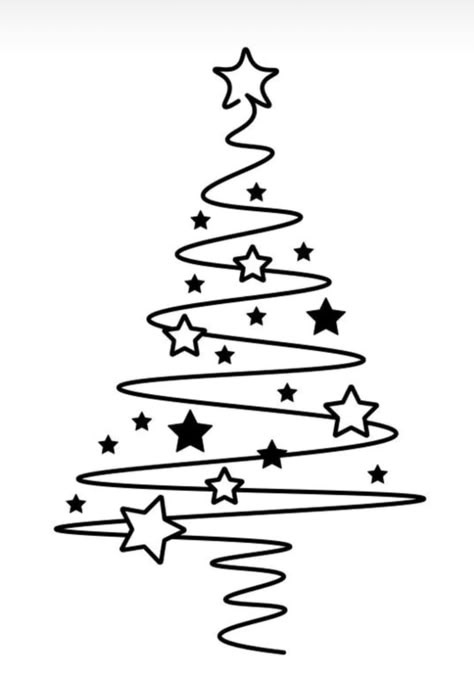 Christmas Black And White Drawing, Xmas Tree Drawing, Simple Christmas Tree Drawing, Christmas Tree Doodle, Christmas Line Art, Minimalistic Tattoo, Christmas Tree Drawing, Idee Cricut, Christmas Doodles