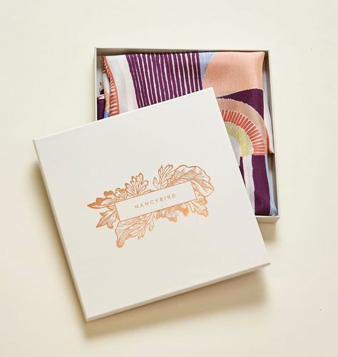 Nancybird on Instagram: “Have you seen our lovely gift boxes? Our silk scarves and wallets online can come packaged in these beautifully made and reusable boxes…” Silk Packaging Design, Scarves Packaging Ideas, Saree Box Design, Saree Packaging Ideas, Silk Scarf Packaging, Scarves Packaging, Scarf Packaging, Handmade Diary, Cosmetic Logo