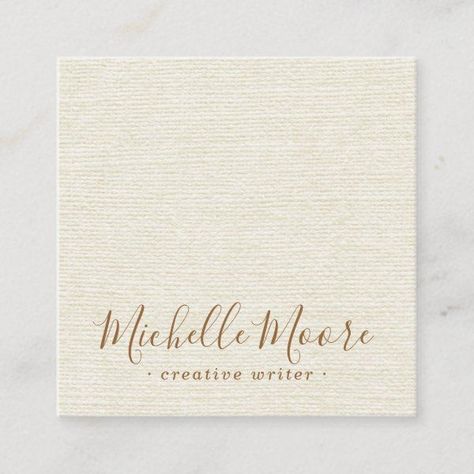 Ivory cream linen minimalist elegant professional square business card Interior Designer Business Card, Business Cards Beauty, Art Business Cards, Square Business Cards, Beauty Business Cards, Hairstylist Business Cards, Business Card Design Inspiration, Business Card Modern, Minimalist Business Cards