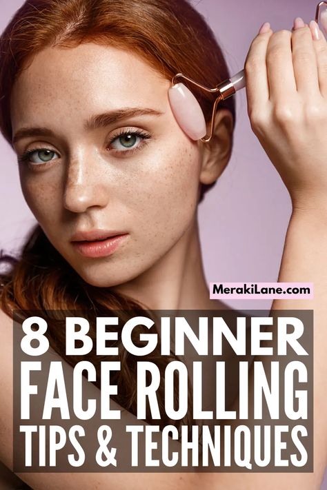 8 Face Rolling Tips and Tutorials for Beginners | If you want to know how to add face rolling into your skincare routine, but don't know where to start, this post will help! It explains the benefits of face rolling, the best face rollers to invest in (rose quartz, jade, etc.), tips and techniques, and step by step tutorials to show you exactly how to use a face roller. Facial massage is a great way to relieve face bloat and puffy eyes, and you'll learn which directions to roll and more! Rolling Face, Massage For Headache, Tension Release, Jade Rolling, Facial Massage Techniques, Face Massage Roller, Jade Face Roller, Face Yoga Facial Exercises, Under Eye Puffiness