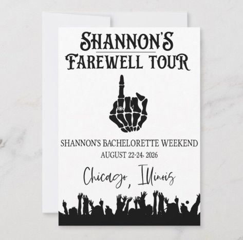 Final Farewell Tour, Rock'N'Roll themed bachelorette party invitation, 5x7 printable, music, weekend itinerary, music festival, black, white Roll Invitation, Music Weekend, Themed Bachelorette Party, Themed Bachelorette, Bachelorette Party Invitation, Weekend Itinerary, Bachelorette Party Themes, Bachelorette Party Invitations, Rock N’roll