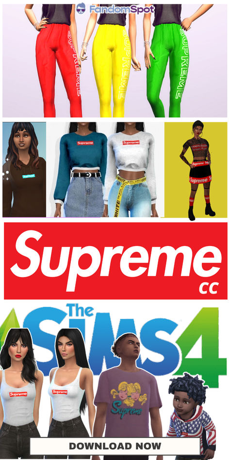 Custom SUPREME-branded clothes, hoodies, and accessories for The Sims 4 Branded Clothes, High Fashion Branding, Supreme Clothes, Sims4 Cc, Ts4 Cc, Sims 4 Cc, You Know It, The Sims 4, The Sims