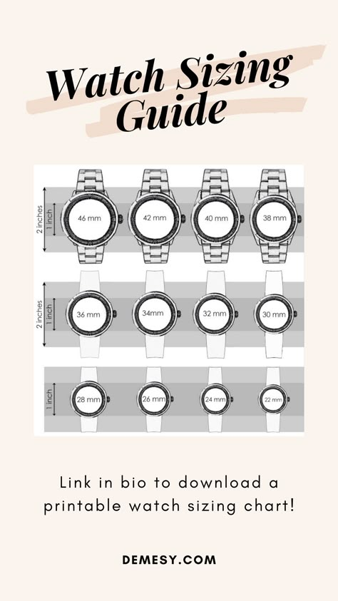 Looking to purchase a watch but not sure how to determine your correct #watchsize? Click here to download this Watch and Wrist Sizing Guide. #watchsizeguide Types Of Watches Women, Womens Digital Watches, Watch Brands List, Cheap Analog Watch Accessories For Everyday, Watch Size Guide Women, Hand Watch Women, Durable Custom Watch Accessories For Everyday Use, Watch Size Guide, Dw Watch