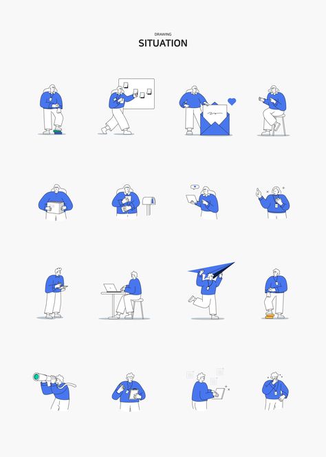 Illustration System of saramin on Behance Icon Design Inspiration, Simple Character, Ebook Design, Branding Illustration, Corporate Art, Corporate Style, Simple Logo Design, Simple Illustration, Character Poses