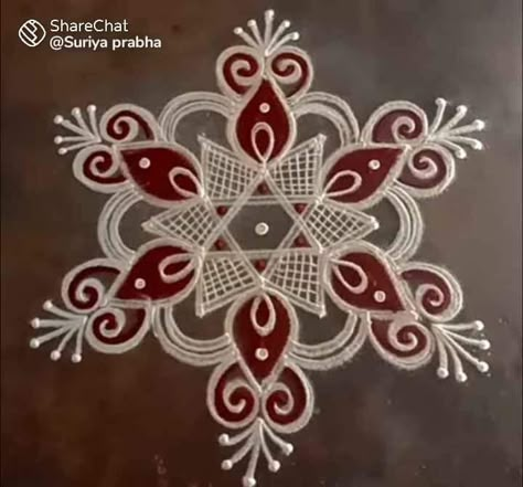 Easy Kolam Designs, Pattern Design Drawing, Easy Rangoli Designs Videos, Very Easy Rangoli Designs, Rangoli Designs Photos, Easy Rangoli Designs Diwali, Rangoli Side Designs, Simple Flower Design, Rangoli Designs Latest