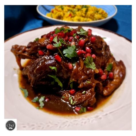 Lamb Shanks with Moroccan Spices and Pomegranate Molasses Pomegranate Lamb, Moroccan Lamb Shanks, Lamb Shank Recipe, Cauliflower Couscous, Dinner Party Dishes, Marinated Lamb, How To Cook Lamb, Lamb Shank, Lamb Leg