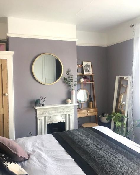 Bedrooms Purple, Victorian Terrace Bedroom, Lilac Bedroom Decor, Laura Ashley Mirror, Terrace Bedroom, Lilac Bedroom, Bedroom Teal, Home Library Decor, Purple Bedroom Decor