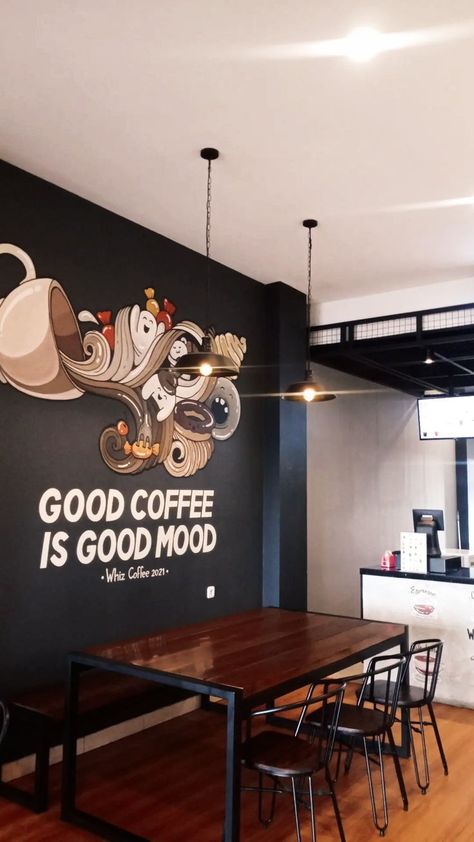 Cafe Interior Design Ideas Wall Art, Cafe Wall Design Ideas Coffee Shop, Cafe Mural Ideas Coffee Shop, Mural Cafe Coffee, Cafe Wall Design Ideas Interiors, Cafeteria Wall Design, Cafe Wall Art Creative, Cafe Mural Ideas, Cafe Wall Design