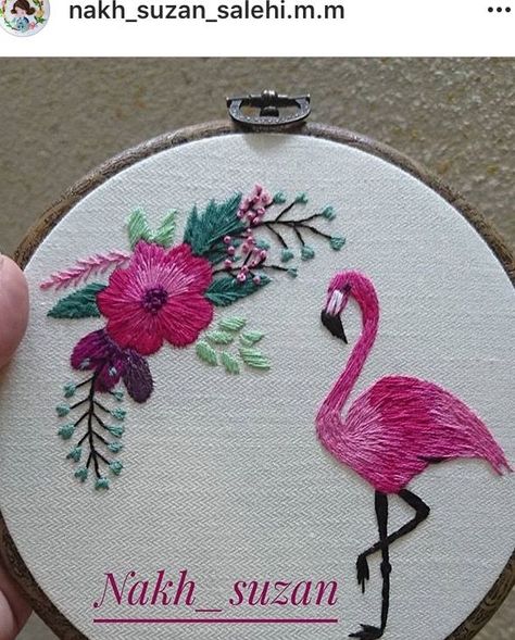 Tote Embroidery, Flamingo Embroidery, Embroider Ideas, Cushion Embroidery, Embroidery Wall Art, Hand Embroidery Videos, Diy Embroidery Patterns, Embroidery Videos, Embroidery Stitches Tutorial